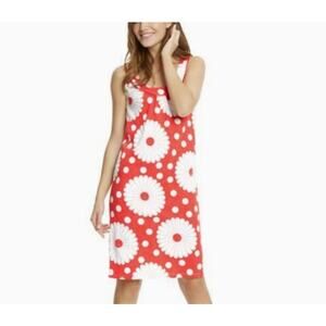 Boden Valerie Cotton Shift Dress Womens Size 8 8R Coral Polka Dot Floral Medium